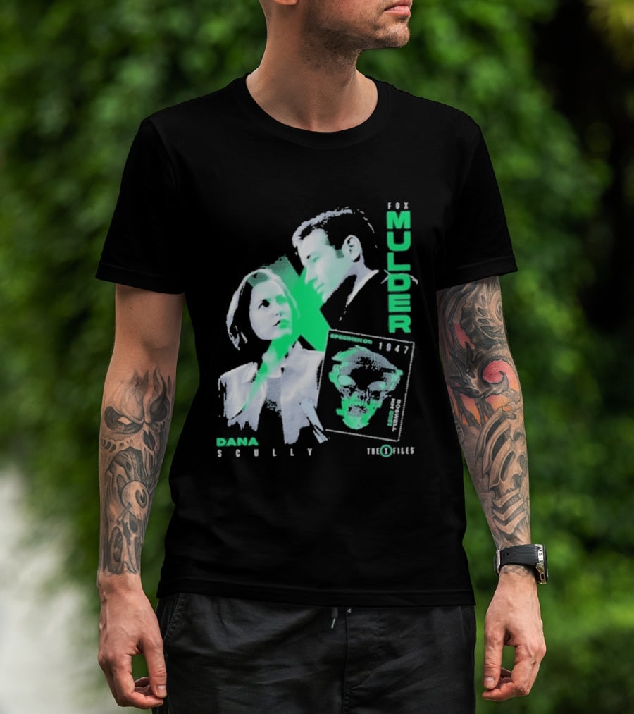 Fox Mulder Dana Scully The X Files 1997 Skull Print T-Shirt