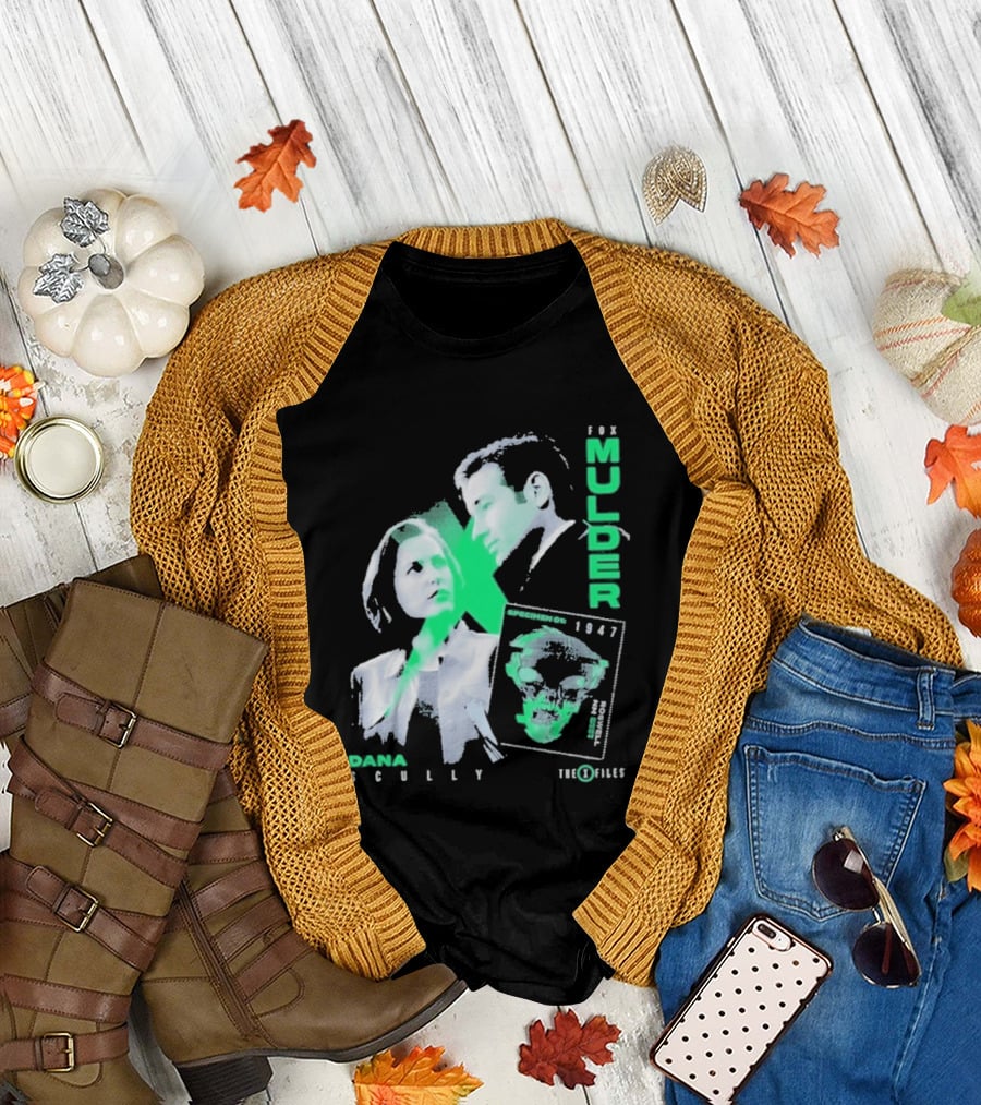 Fox Mulder Dana Scully The X Files 1997 Skull Print T-Shirt