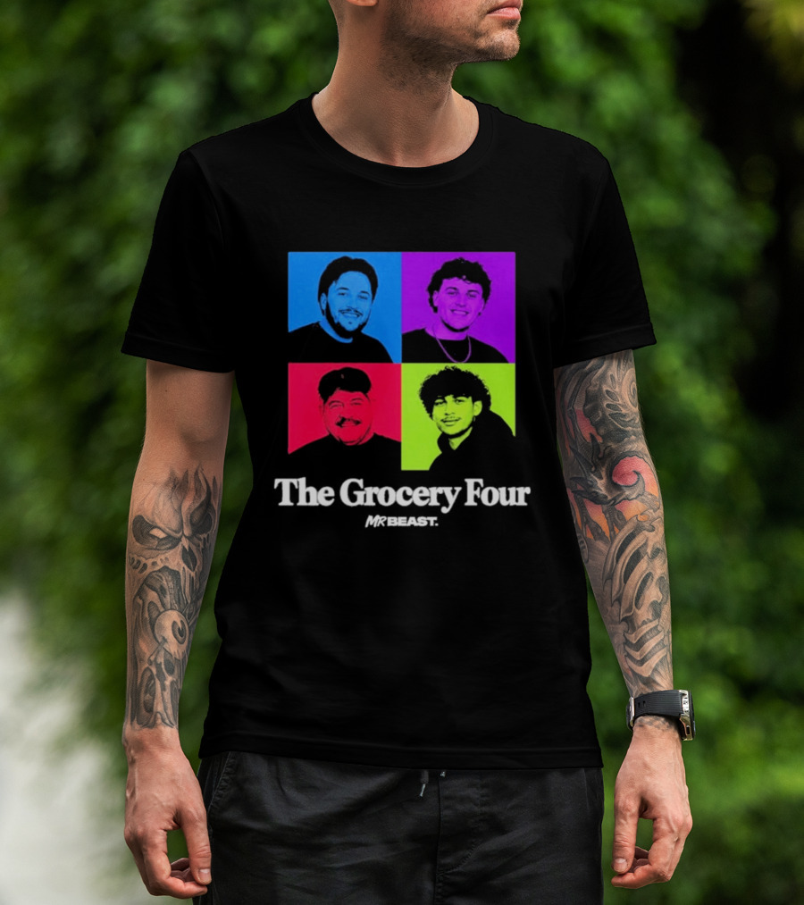 MrBeast Grocery Four Pop Art Style Colorful Portraits T-Shirt