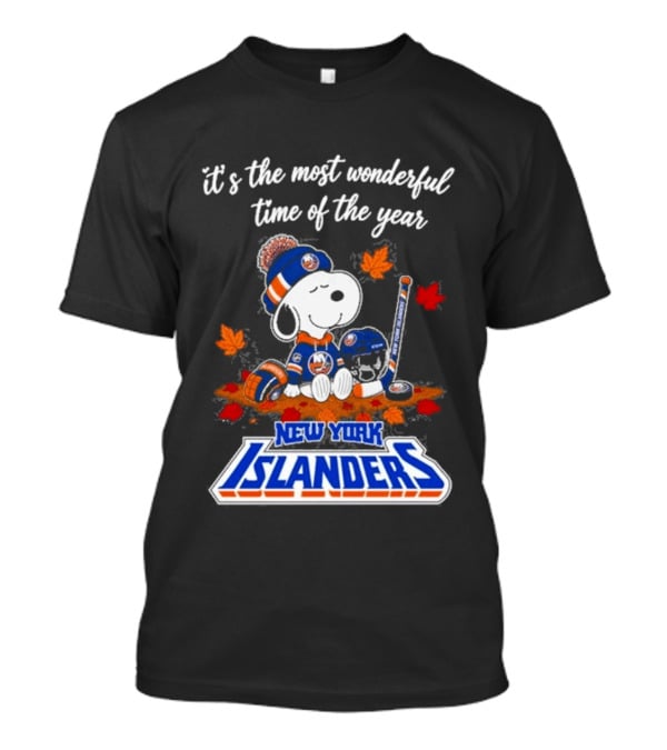New York Islanders Snoopy Hockey Fall Autumn Most Wonderful Time Of The Year T-Shirt