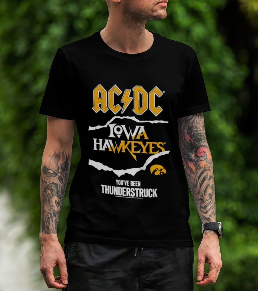 AC DC Iowa Hawkeyes You've Been Thunderstruck T-Shirt