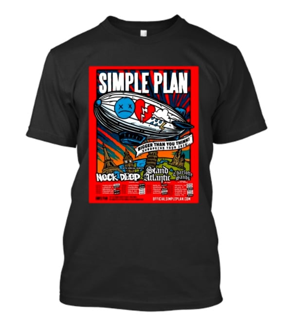 SIMPLE PLAN Bigger Than You Think Europe And UK Tour 2026 Featuring Neck Deep Stand Atlantic Charlotte Sands T-Shirt