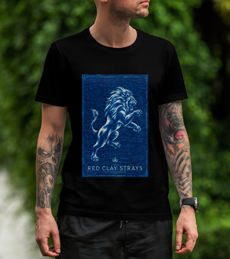 The Red Clay Strays Lion Art Grand Rapids Michigan Concert T-Shirt