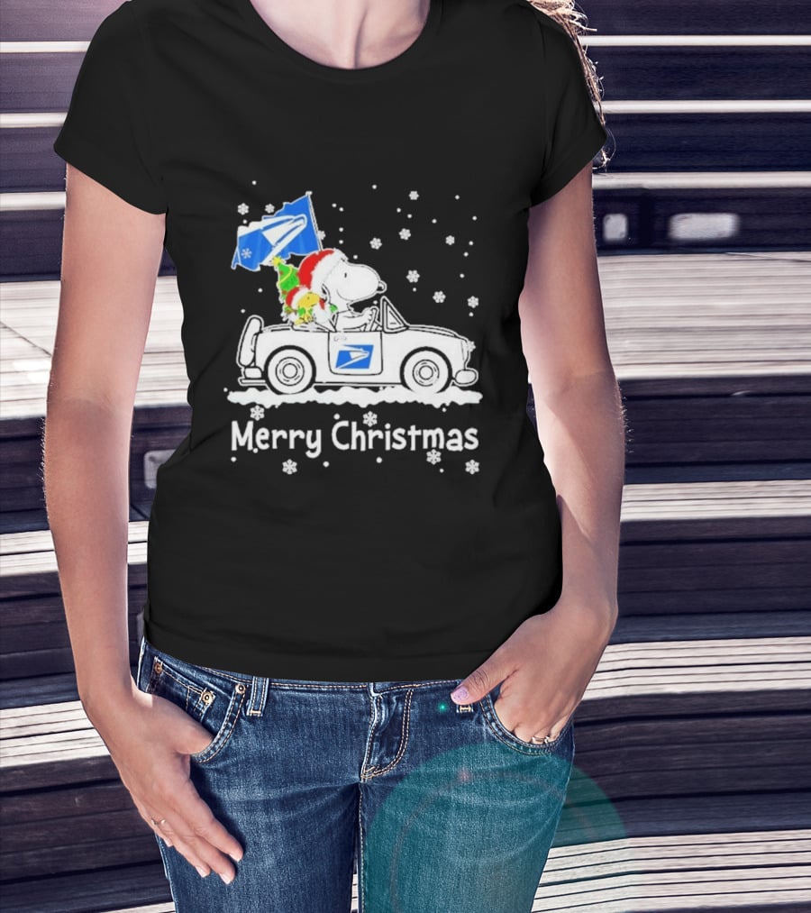 United States Postal Service Snoopy Woodstock Car Merry Christmas 2026 T-Shirt