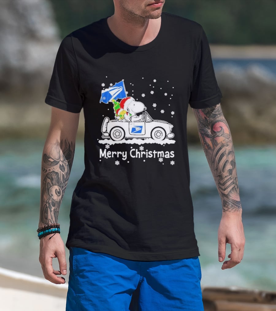 United States Postal Service Snoopy Woodstock Car Merry Christmas 2026 T-Shirt