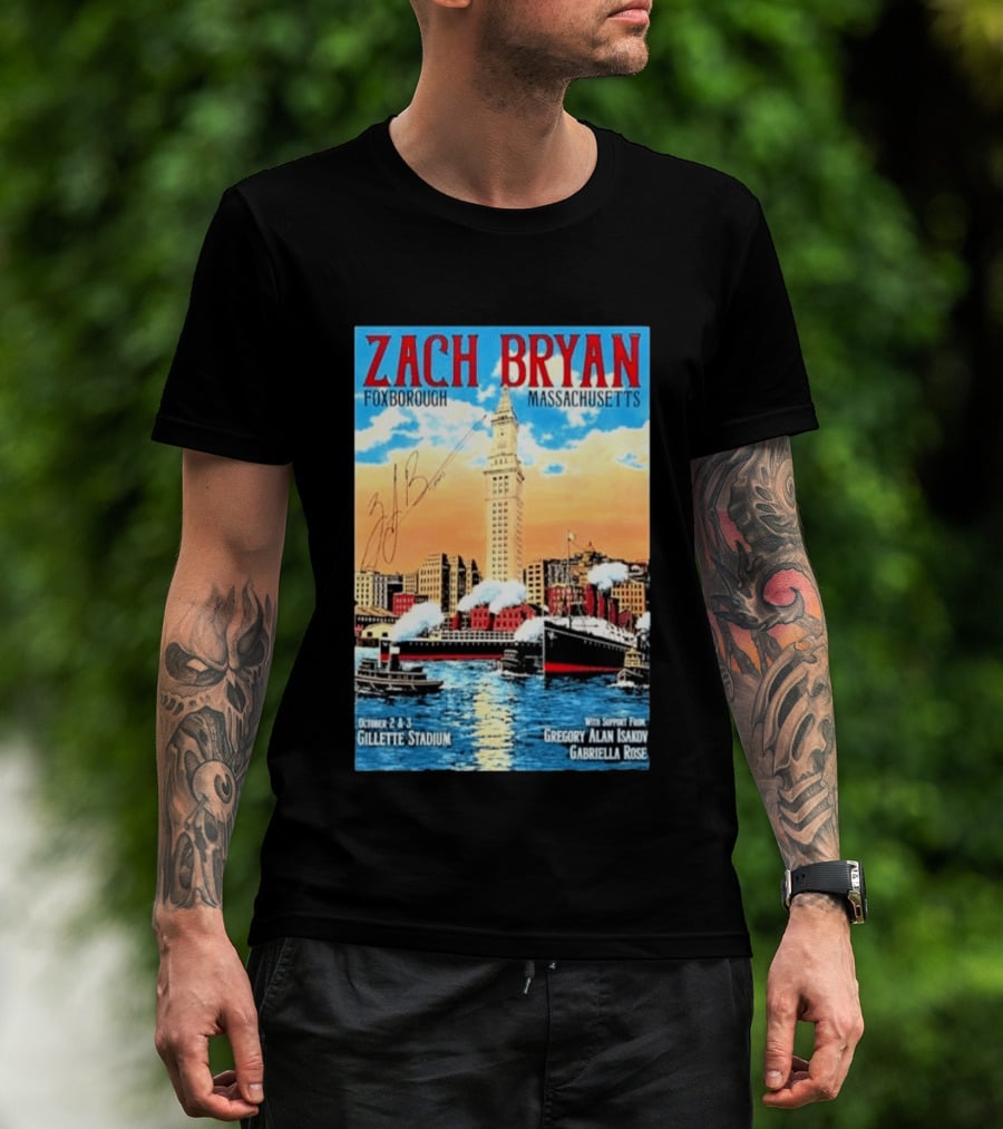 Zach Bryan Foxborough Massachusetts Gillette Stadium October 2 3 2026 Gregory Alan Isakov Gabriella Rose T-Shirt