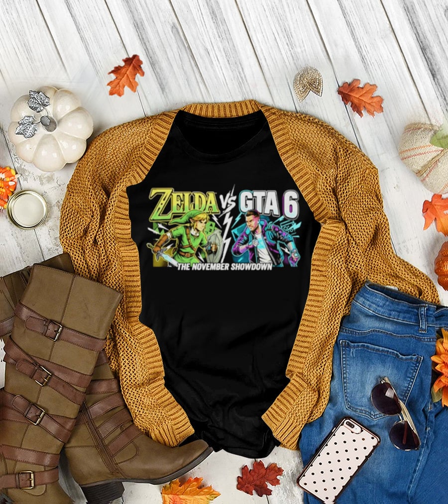 Zelda Vs GTA 6 The November Showdown Gaming Epic Clash T-Shirt