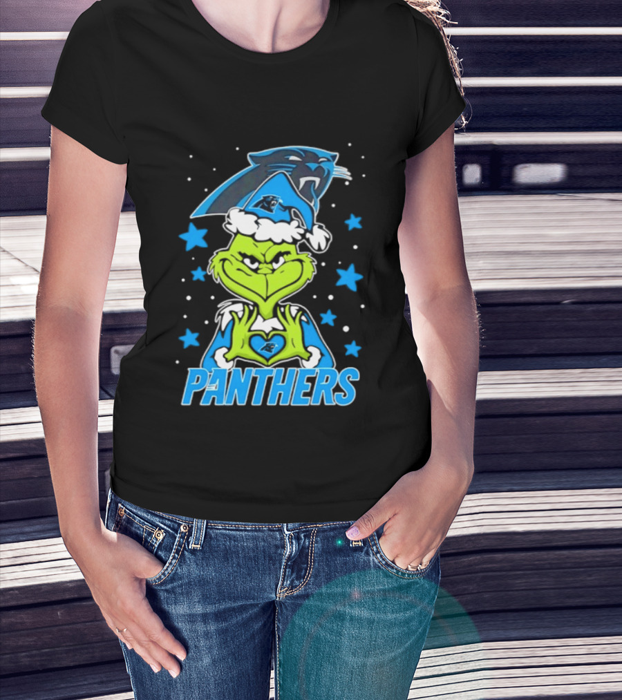 Carolina Panthers Grinch Love Hands Christmas 2026 Football Magic T-Shirt