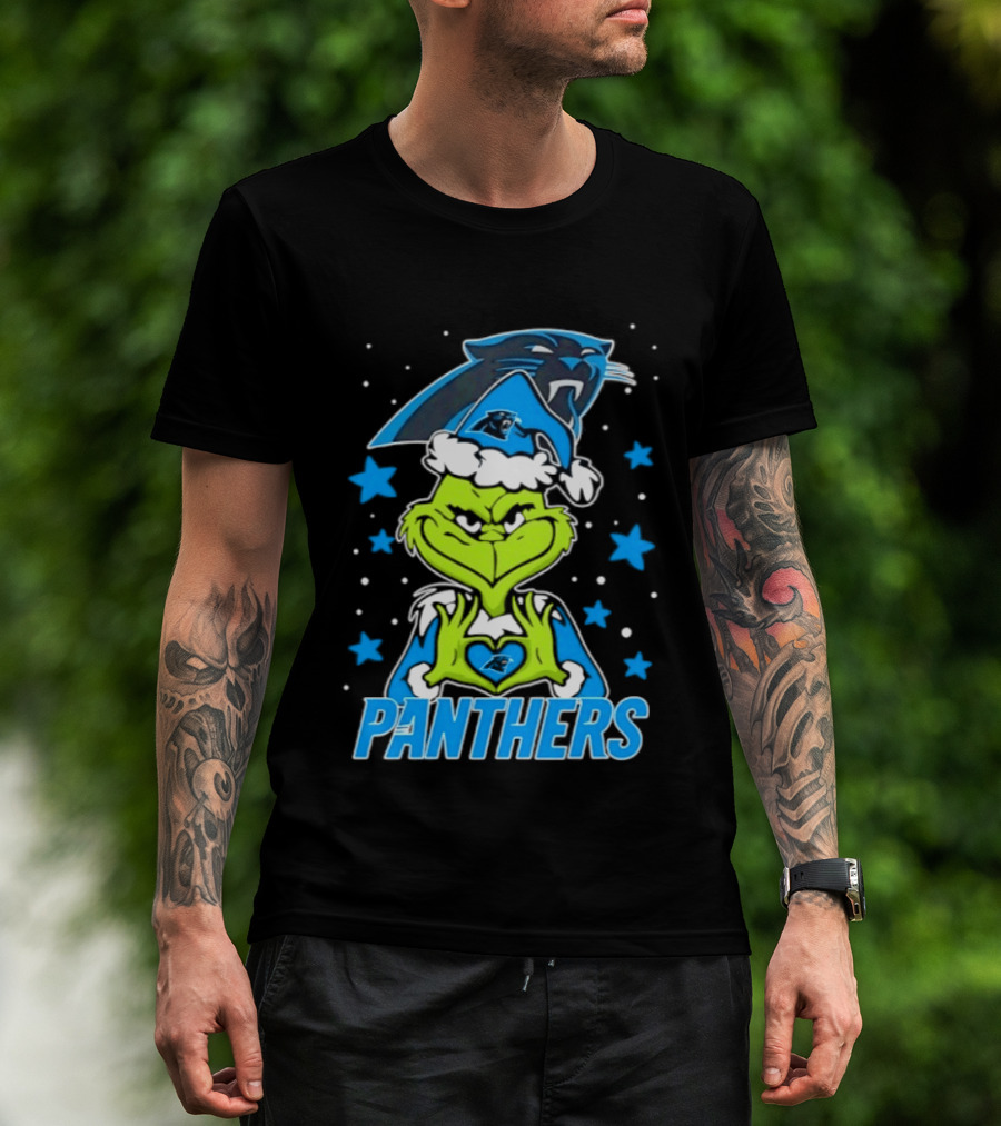 Carolina Panthers Grinch Love Hands Christmas 2026 Football Magic T-Shirt
