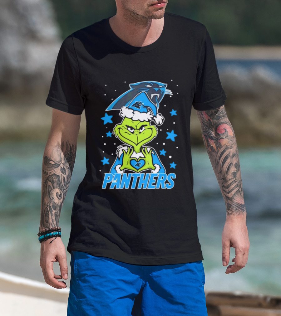 Carolina Panthers Grinch Love Hands Christmas 2026 Football Magic T-Shirt