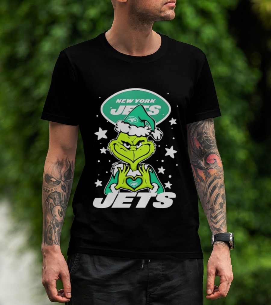 New York Jets Grinch Christmas 2026 Football Love Hands T-Shirt