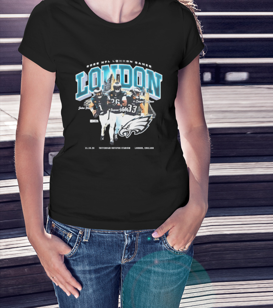 Philadelphia Eagles 2026 London International Games Saquon Barkley Jalen Hurts Eagles T-Shirt