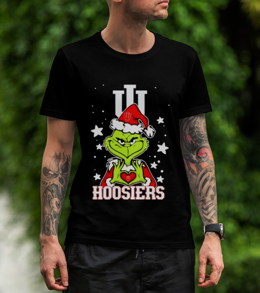 Indiana Hoosiers Grinch Christmas Love Hands 2026 Football T-Shirt