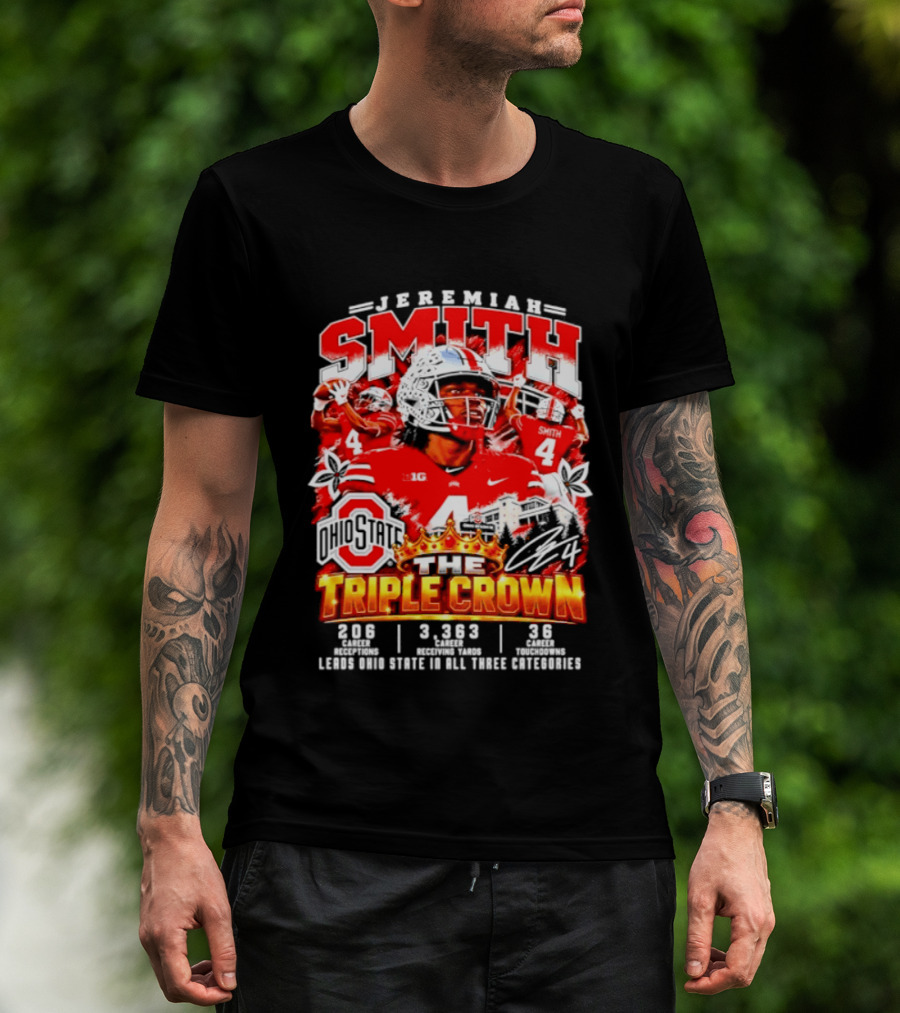Jeremiah Smith Ohio State The Triple Crown 3.1.3 3.2.3 3.8.2 Football Player T-Shirt