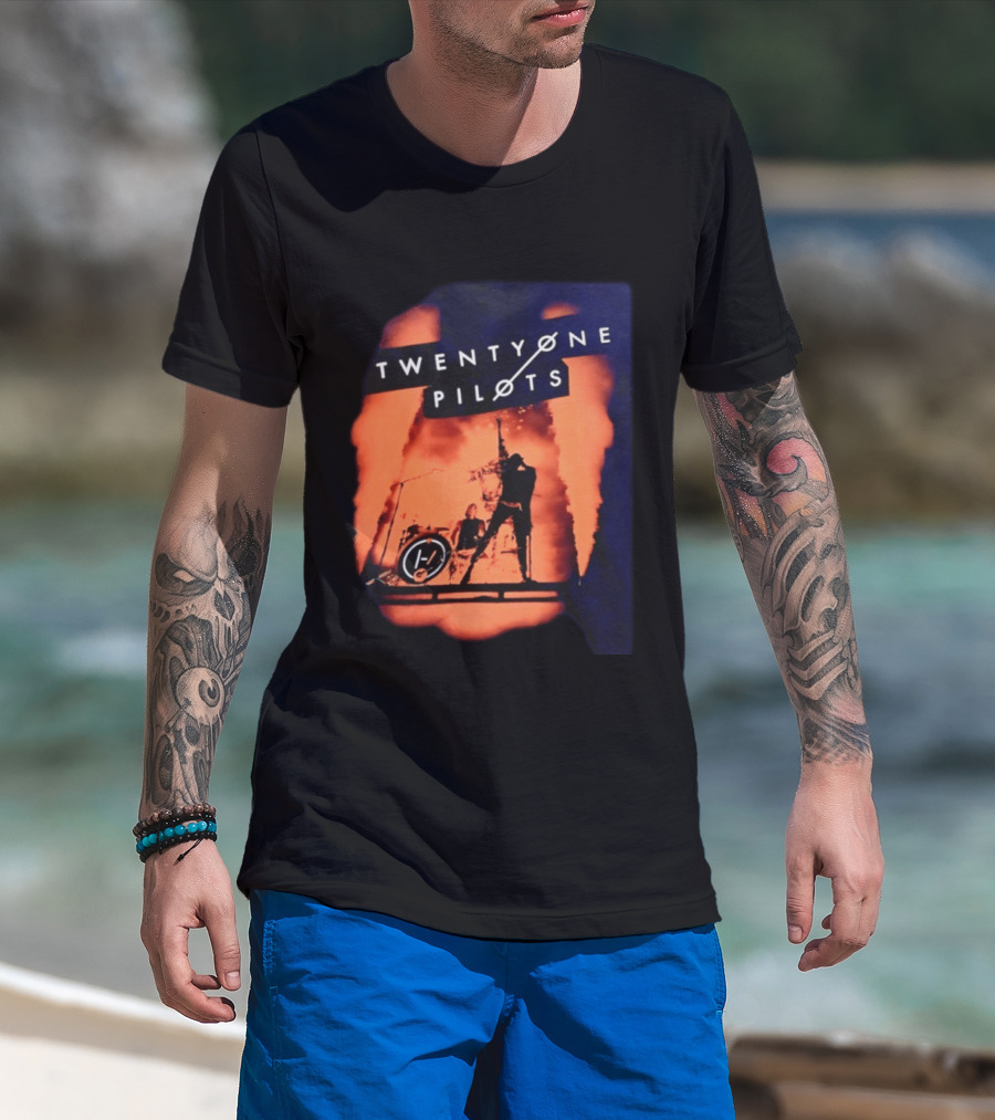 Twenty One Pilots Concert Orange Stage Lights Silhouette Tyler Joseph T-Shirt