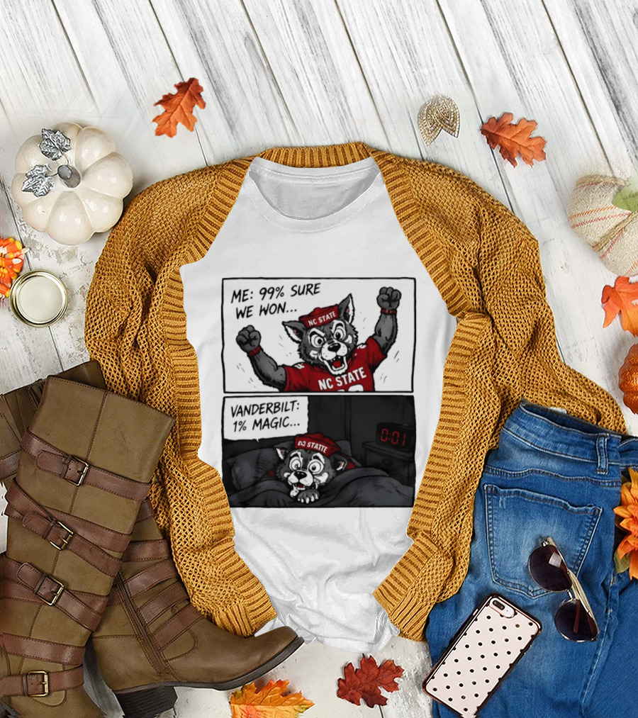 NC State Wolfpack 99 Percent Sure We Won Vanderbilt 1 Percent Magic Comic T-Shirt