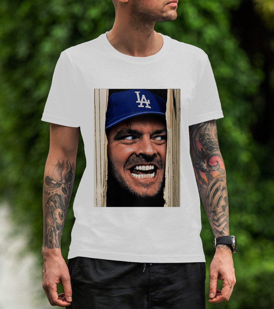 Jack Torrance LA Dodgers Hat Here's Johnny The Shining Baseball T-Shirt