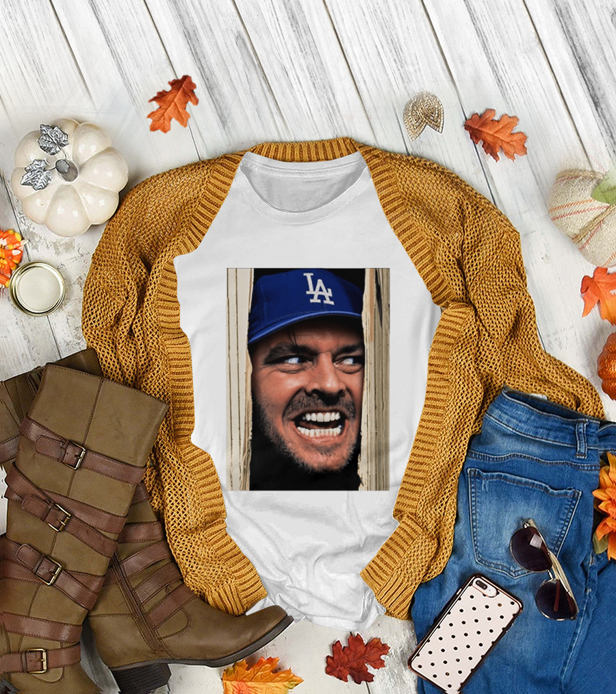 Jack Torrance LA Dodgers Hat Here's Johnny The Shining Baseball T-Shirt