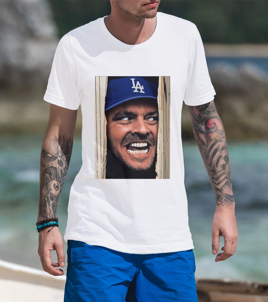 Jack Torrance LA Dodgers Hat Here's Johnny The Shining Baseball T-Shirt