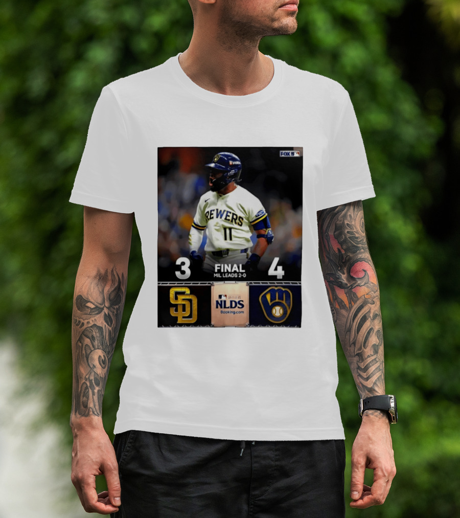 Milwaukee Brewers Vs San Diego Padres 4 3 Game 2 2026 NLDS Final Score MIL Leads 2 0 T-Shirt