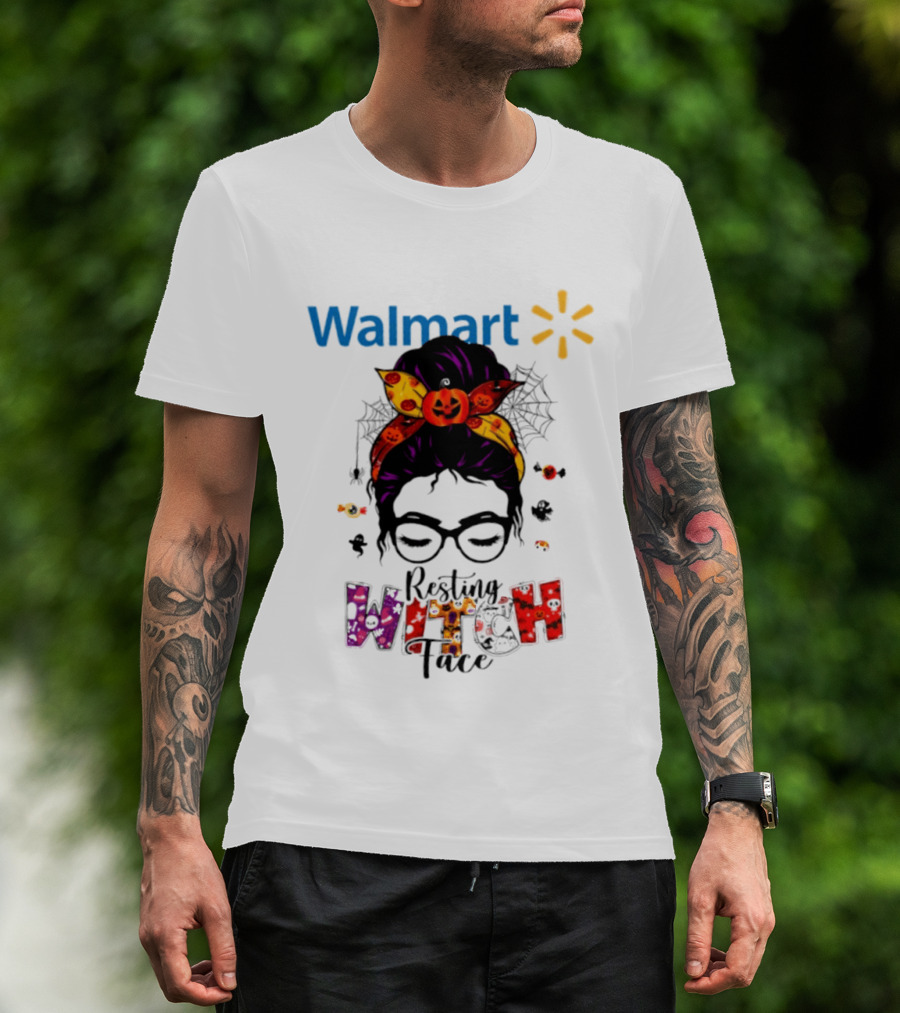 Walmart Resting Witch Face Halloween 2026 Pumpkin Glasses Fun T-Shirt