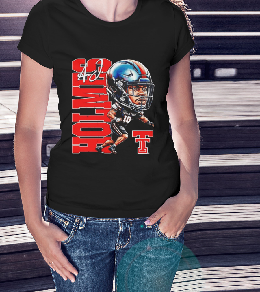 A.J. Holmes Jr Texas Tech Red Raiders Football FT NCAA Bobble Head T-Shirt