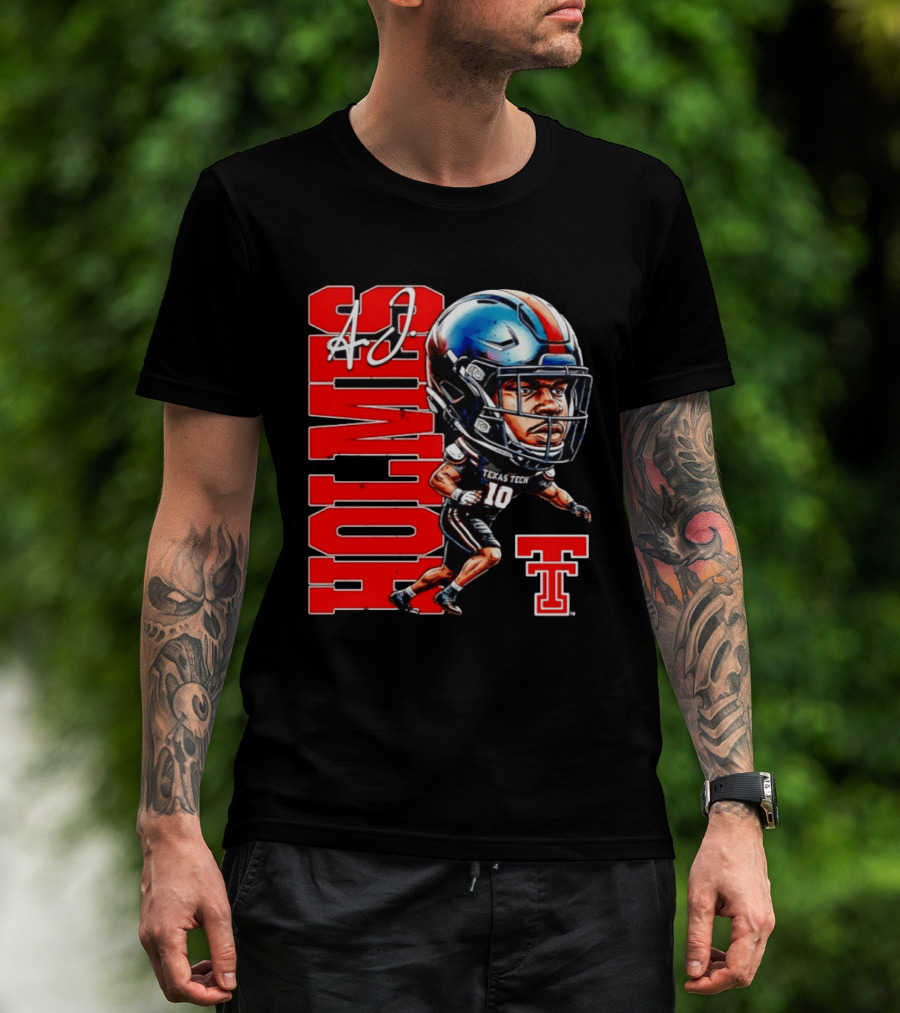 A.J. Holmes Jr Texas Tech Red Raiders Football FT NCAA Bobble Head T-Shirt