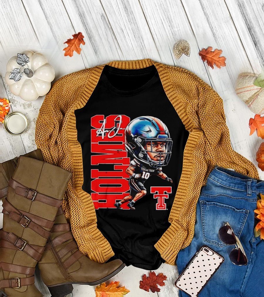 A.J. Holmes Jr Texas Tech Red Raiders Football FT NCAA Bobble Head T-Shirt