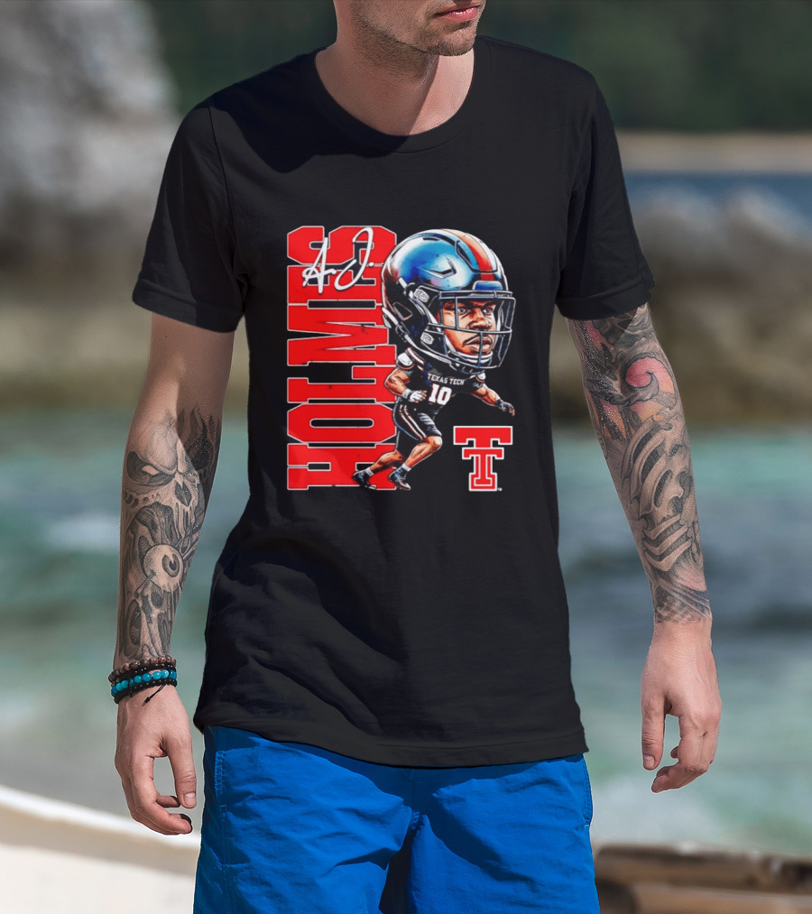 A.J. Holmes Jr Texas Tech Red Raiders Football FT NCAA Bobble Head T-Shirt