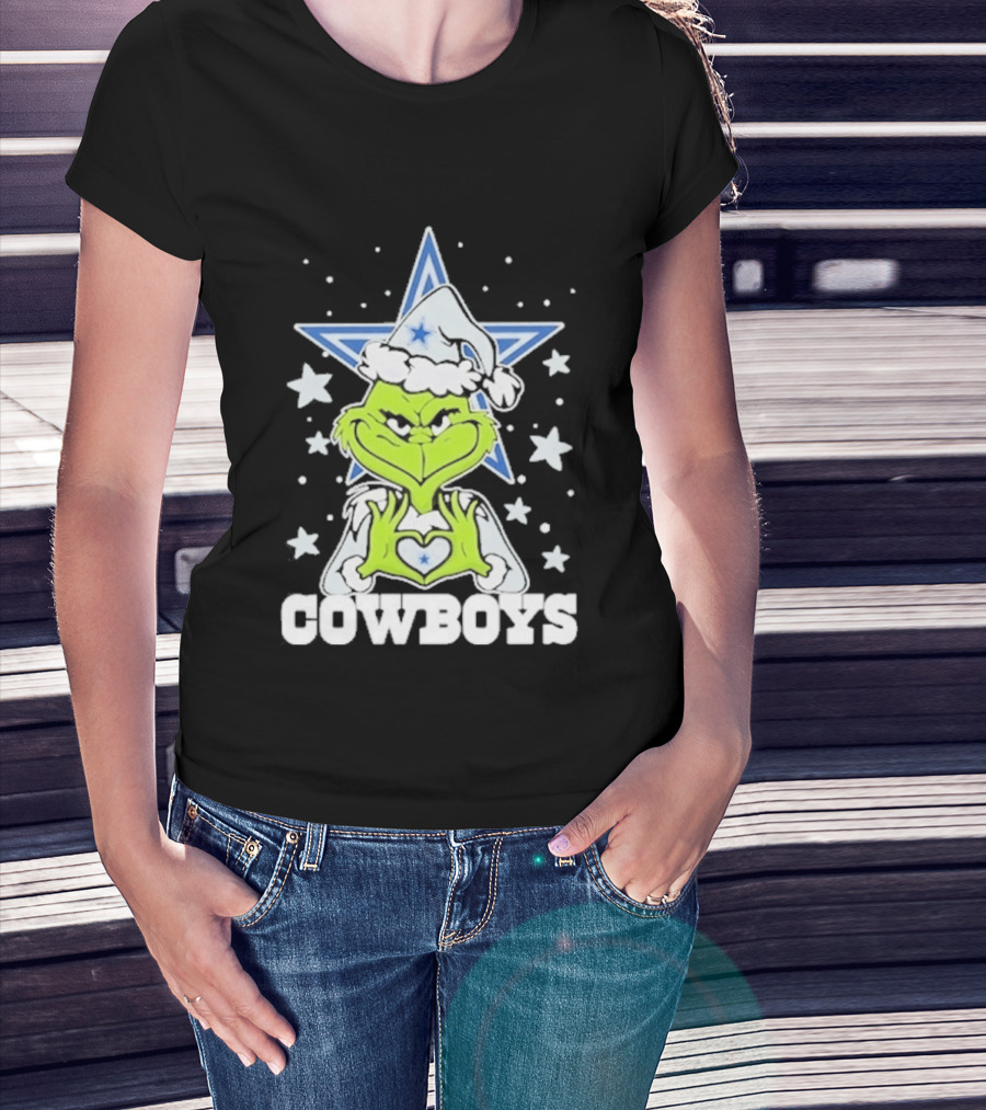 Dallas Cowboys Grinch Love Hands Christmas Star 2026 Football T-Shirt