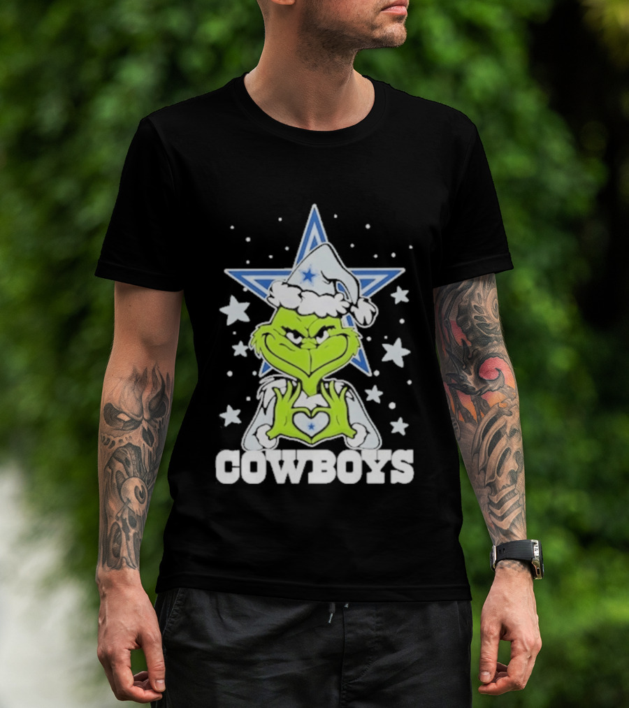 Dallas Cowboys Grinch Love Hands Christmas Star 2026 Football T-Shirt