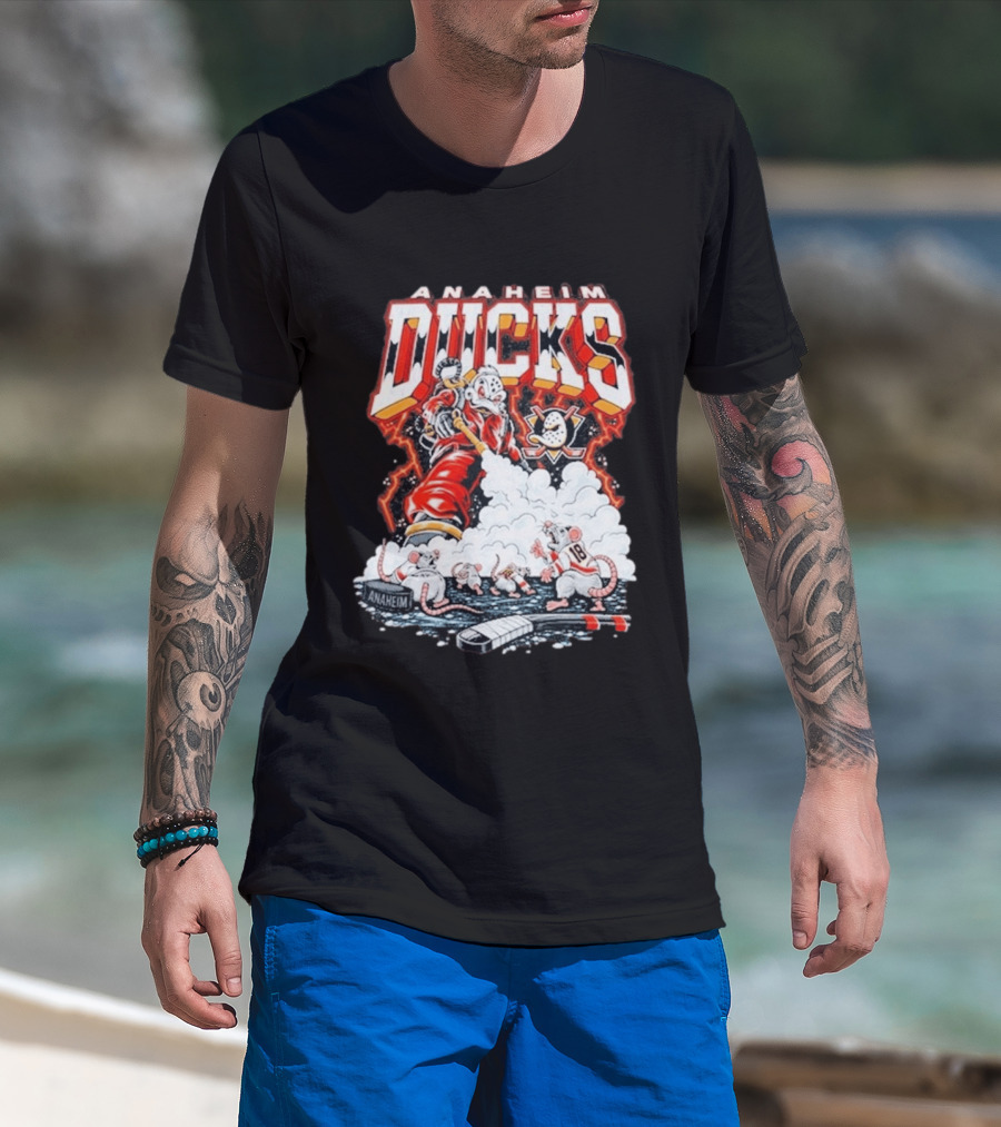 Anaheim Ducks Pest Control NHL Hockey Cartoon Rats T-Shirt