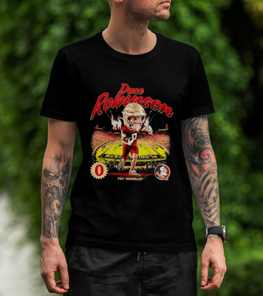 Duce Robinson Florida State Seminoles Football NCAA Stadium Caricature Number 0 T-Shirt