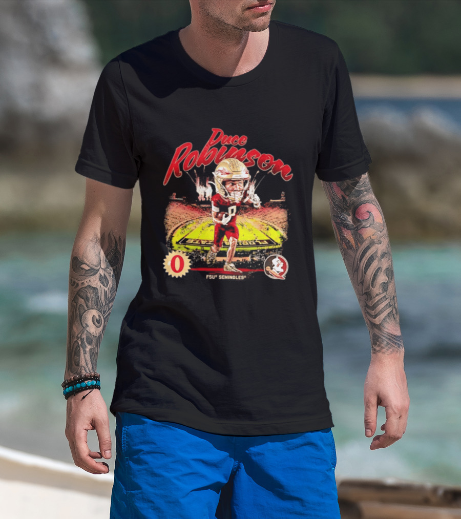 Duce Robinson Florida State Seminoles Football NCAA Stadium Caricature Number 0 T-Shirt