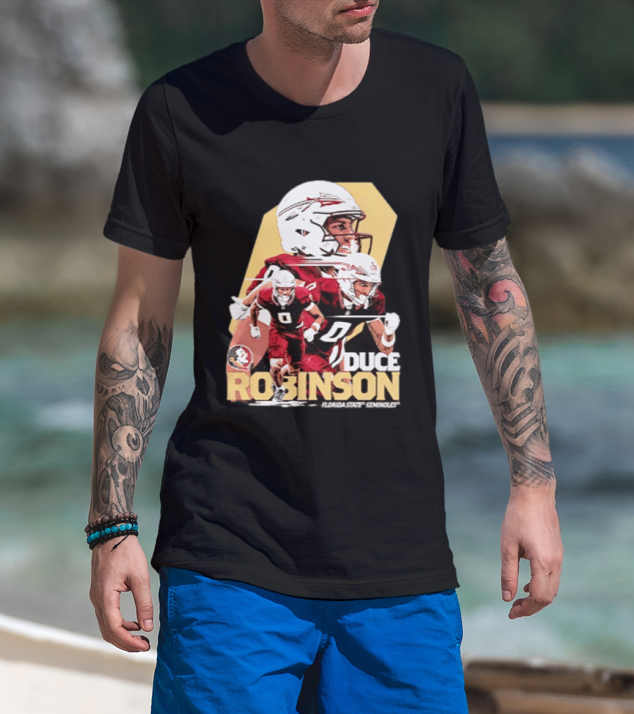 Duce Robinson Florida State Seminoles Football NCAA Player Action Montage T-Shirt