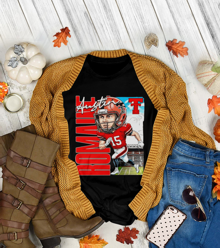 Austin Romaine Texas Tech Red Raiders Football NCAA Stadium Caricature T-Shirt