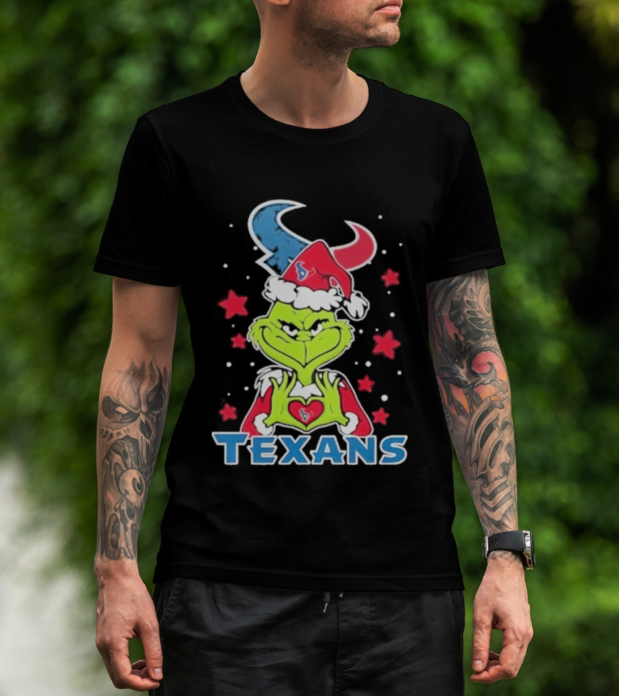Houston Texans Grinch Love Hands Christmas Football 2026 T-Shirt