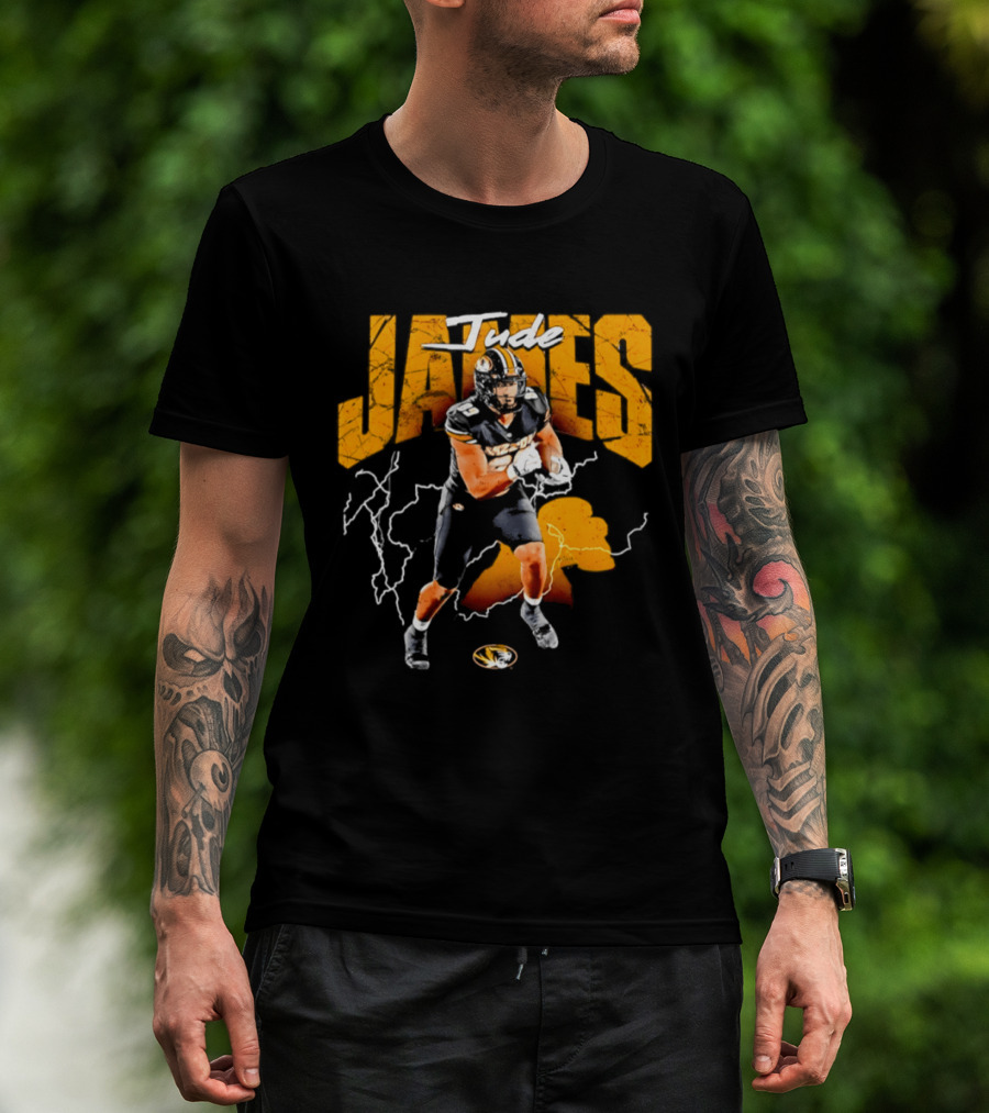 Jude James Missouri Tigers Football NCAA Lightning Strikes T-Shirt
