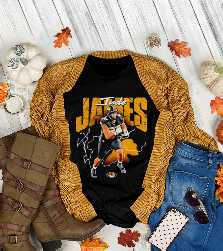 Jude James Missouri Tigers Football NCAA Lightning Strikes T-Shirt
