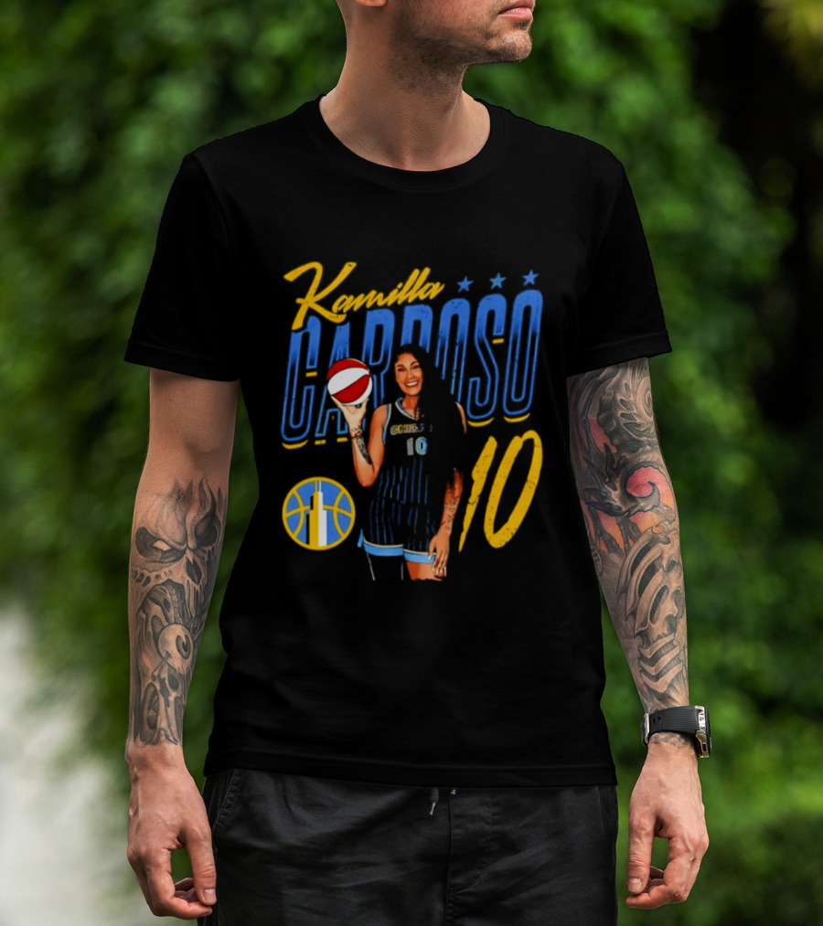 Kamilla Cardoso Chicago Sky 10 WNBA Player With Basketball T-Shirt