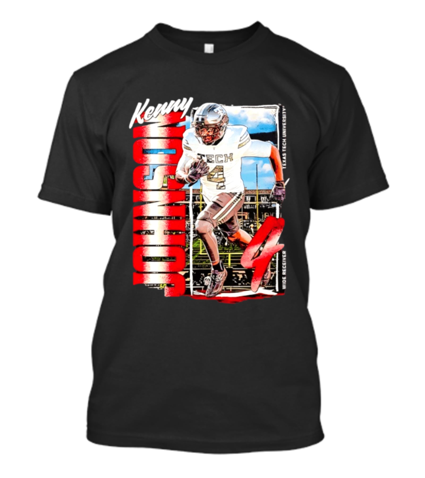 Kenny Johnson Texas Tech Red Raiders Wide Receiver Football NCAA Cards Stadium T-Shirt