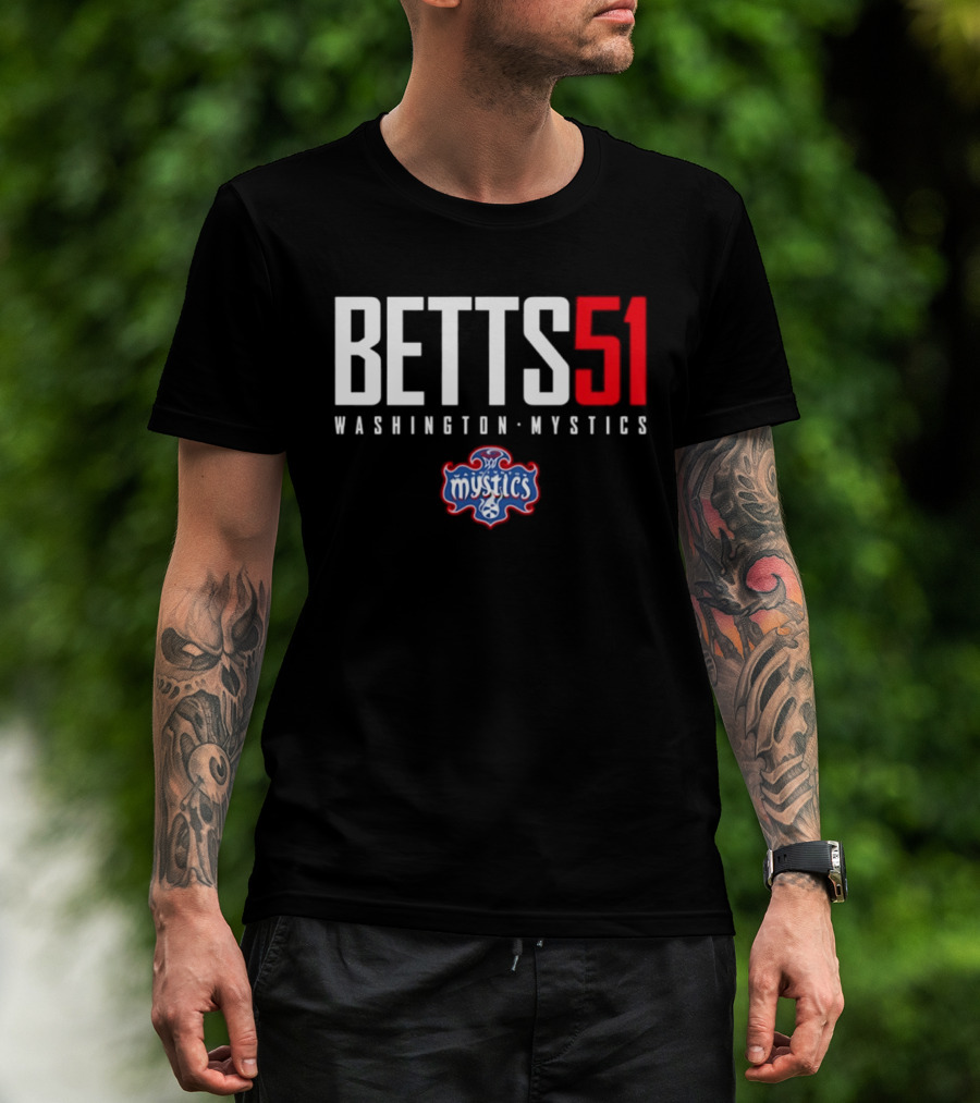 Betts 51 Washington Mystics WNBA Mystics Team Logo NBA Merchandise T-Shirt
