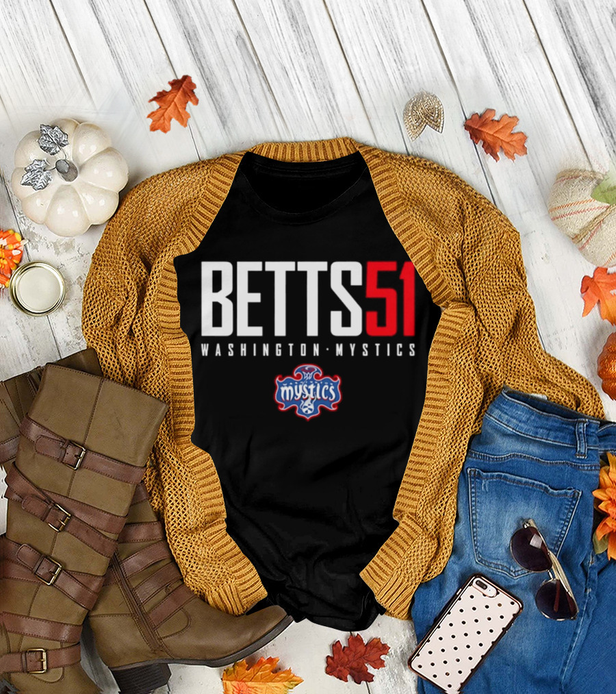 Betts 51 Washington Mystics WNBA Mystics Team Logo NBA Merchandise T-Shirt