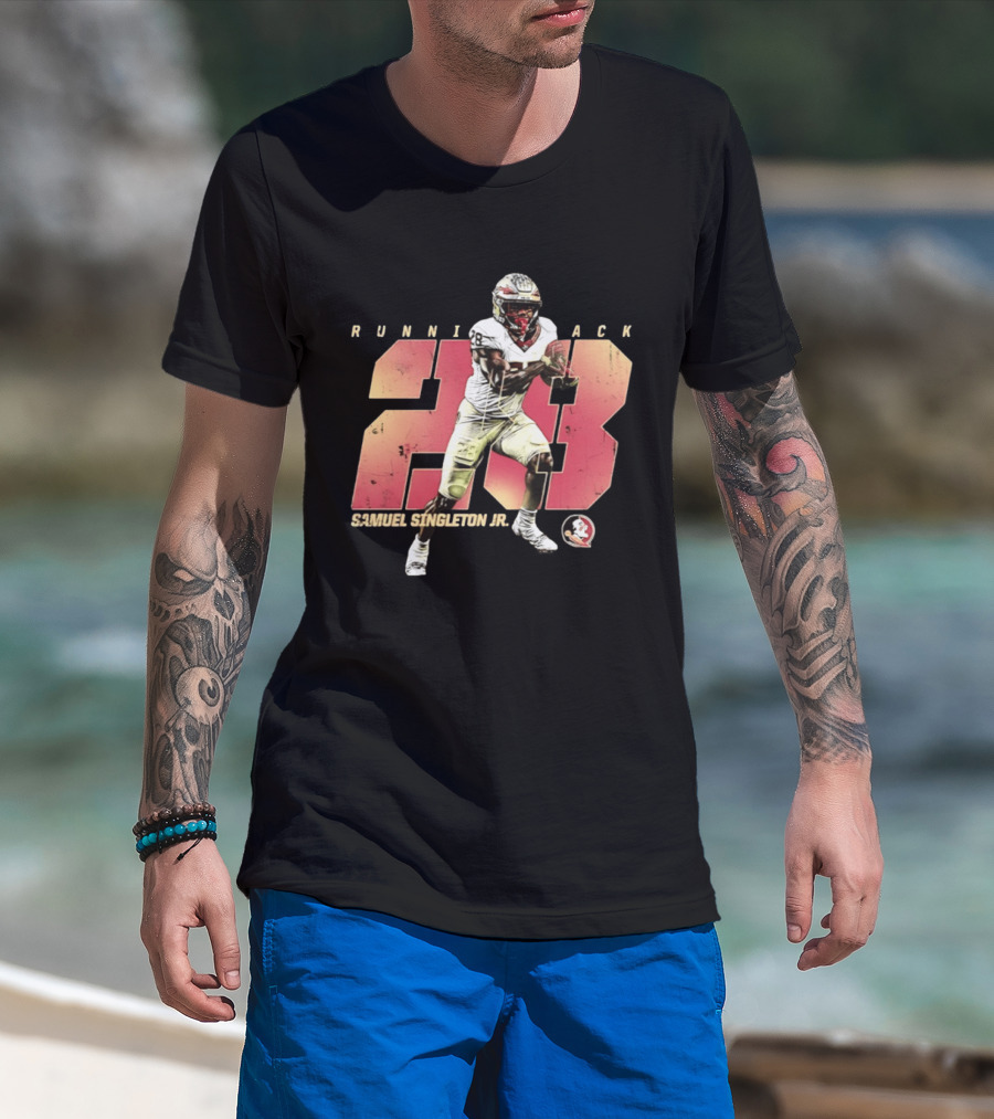 Samuel Singleton Jr Florida State Seminoles Running Back Number 28 NCAA T-Shirt