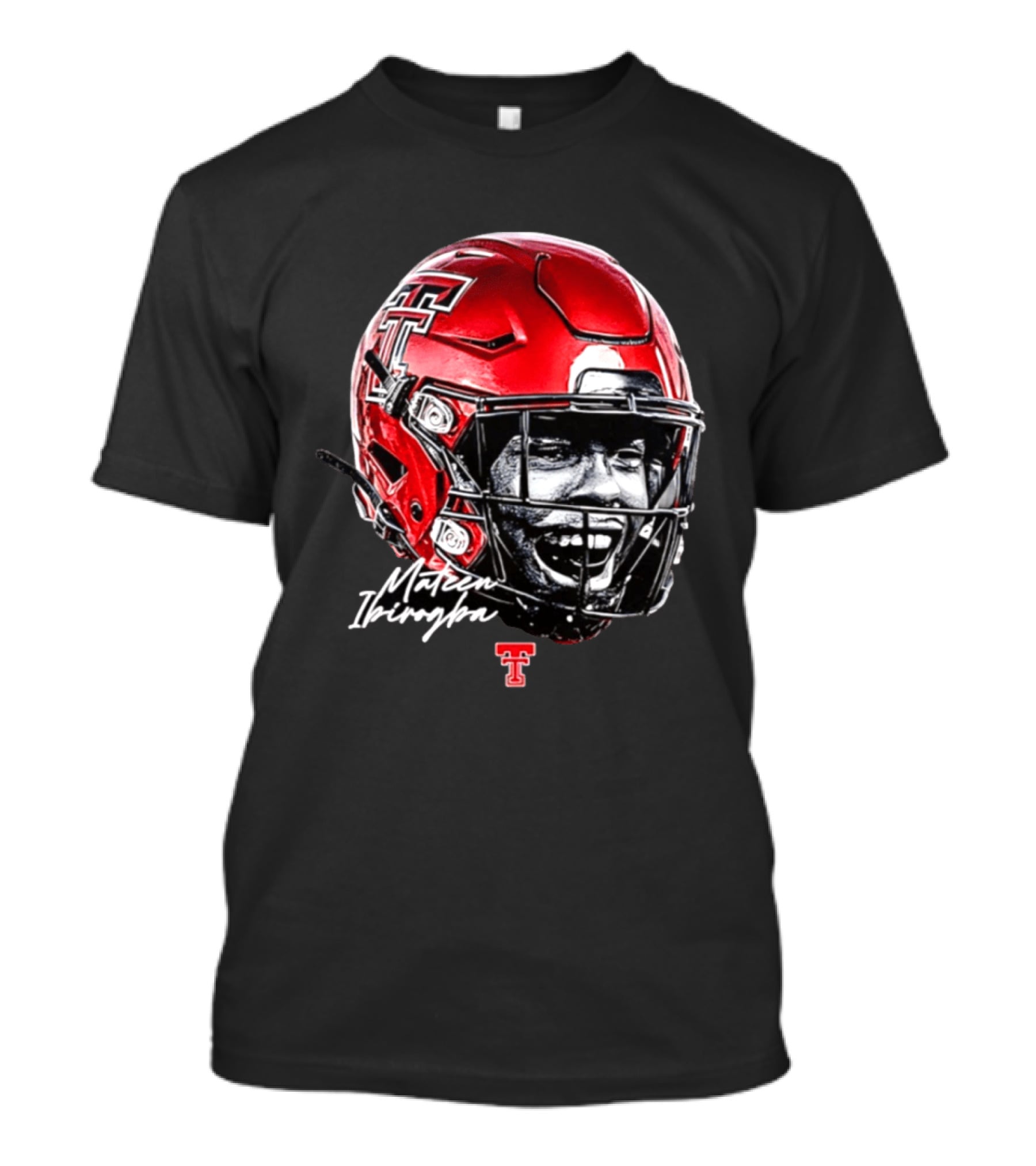 Mateen Ibirogba Texas Tech Red Raiders Football NCAA Game Face Helmet TTU T-Shirt