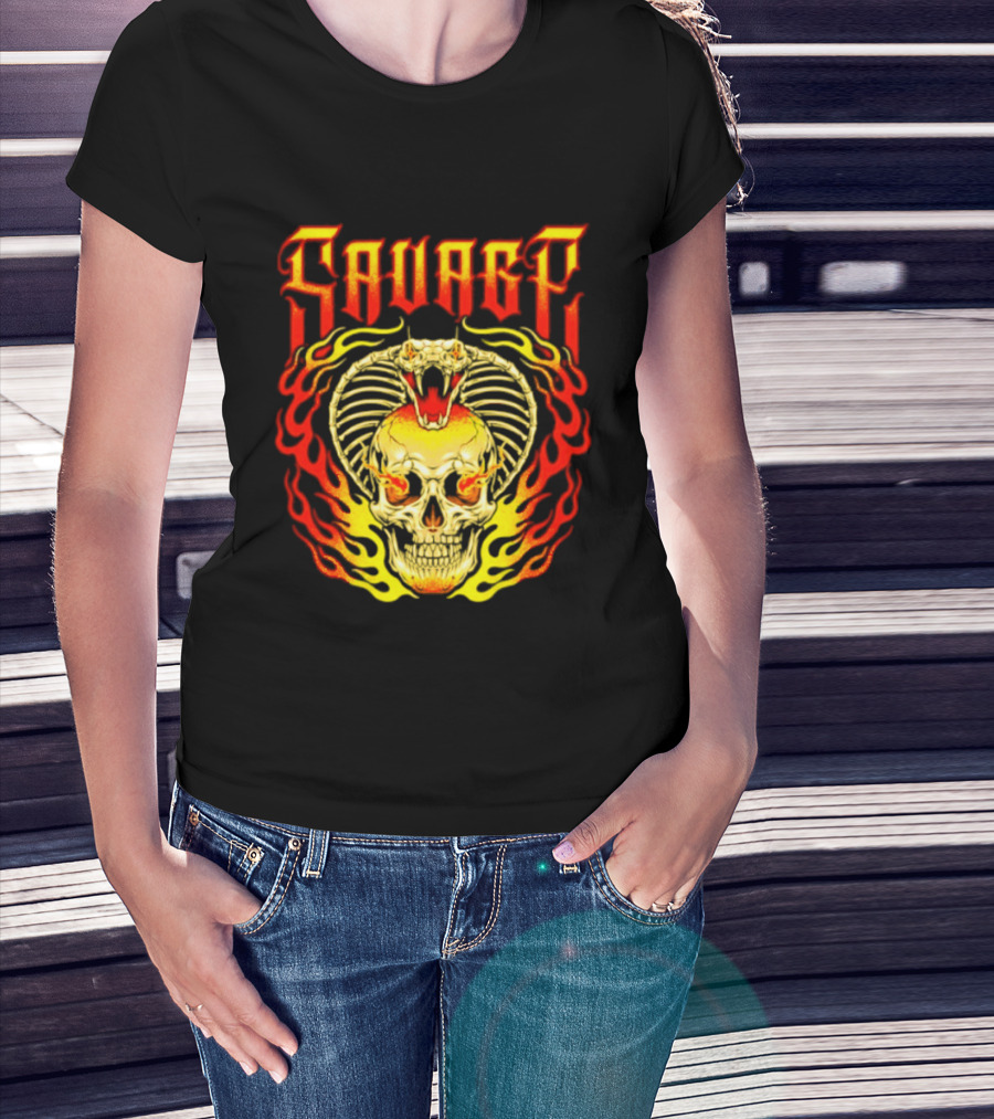 Savage Cobra Skull Fire Fusion Streetwear T-Shirt