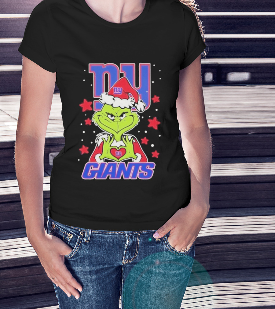 New York Giants Grinch Christmas Love Hands 2026 Football T-Shirt