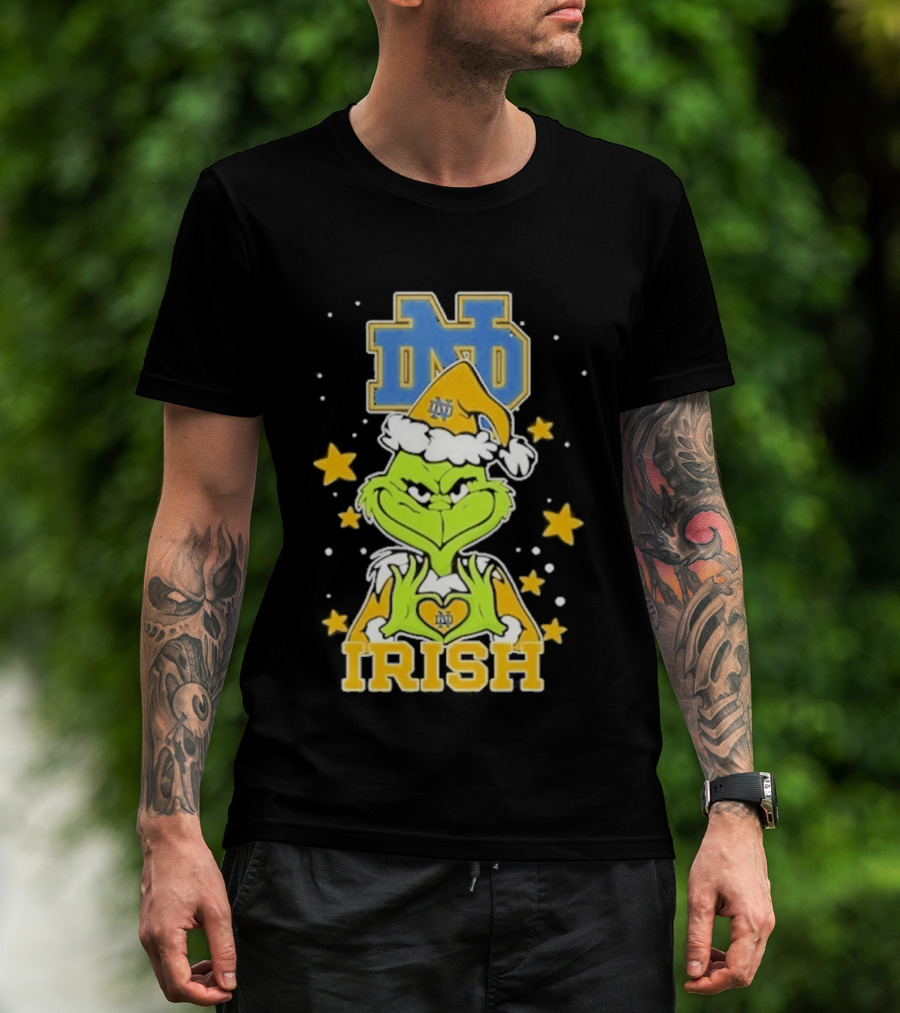 Notre Dame Fighting Irish Grinch Love Hands Christmas 2026 Football T-Shirt