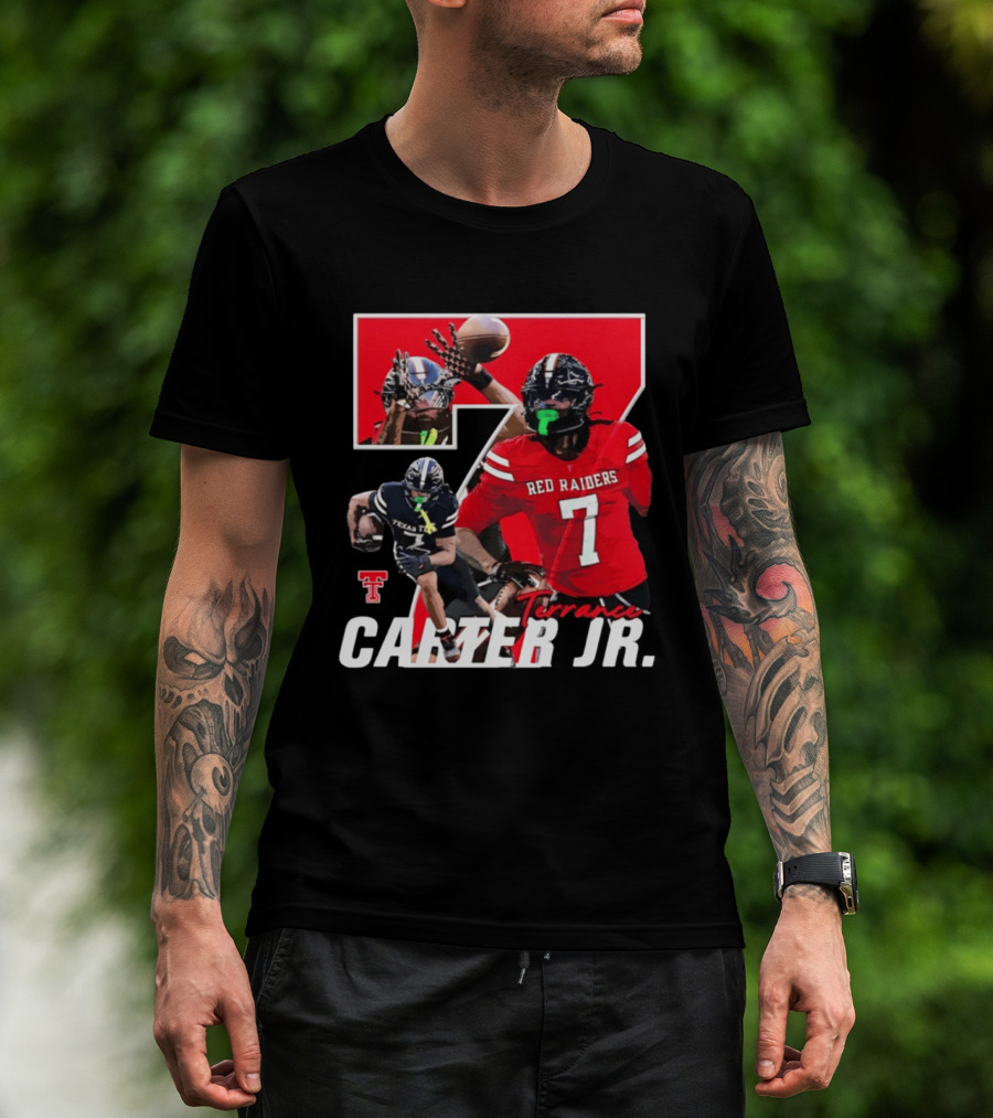 Terrance Carter Jr Red Raiders Texas Tech Football Player Collage NCAA Number 7 T-Shirt