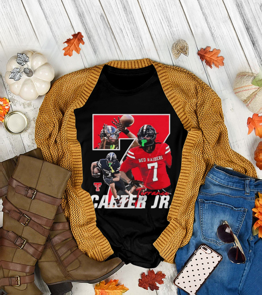 Terrance Carter Jr Red Raiders Texas Tech Football Player Collage NCAA Number 7 T-Shirt